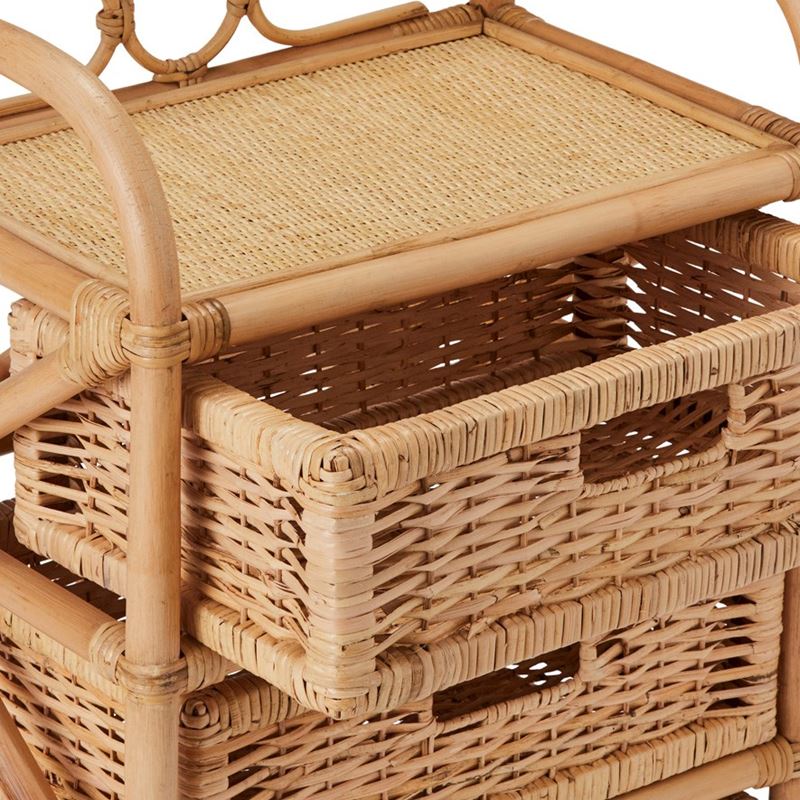 4-Drawer Rattan Storage Cabinet with Wicker Baskets