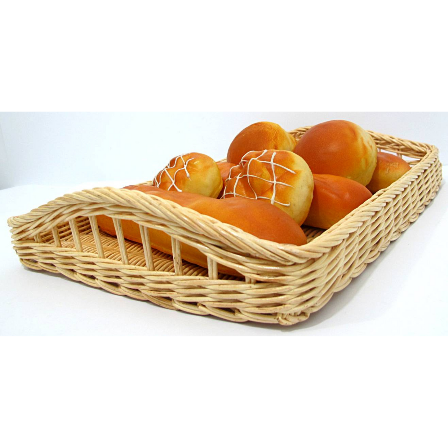 Bent-Handle Rattan Serving Tray – Rectangular Woven Display Platter
