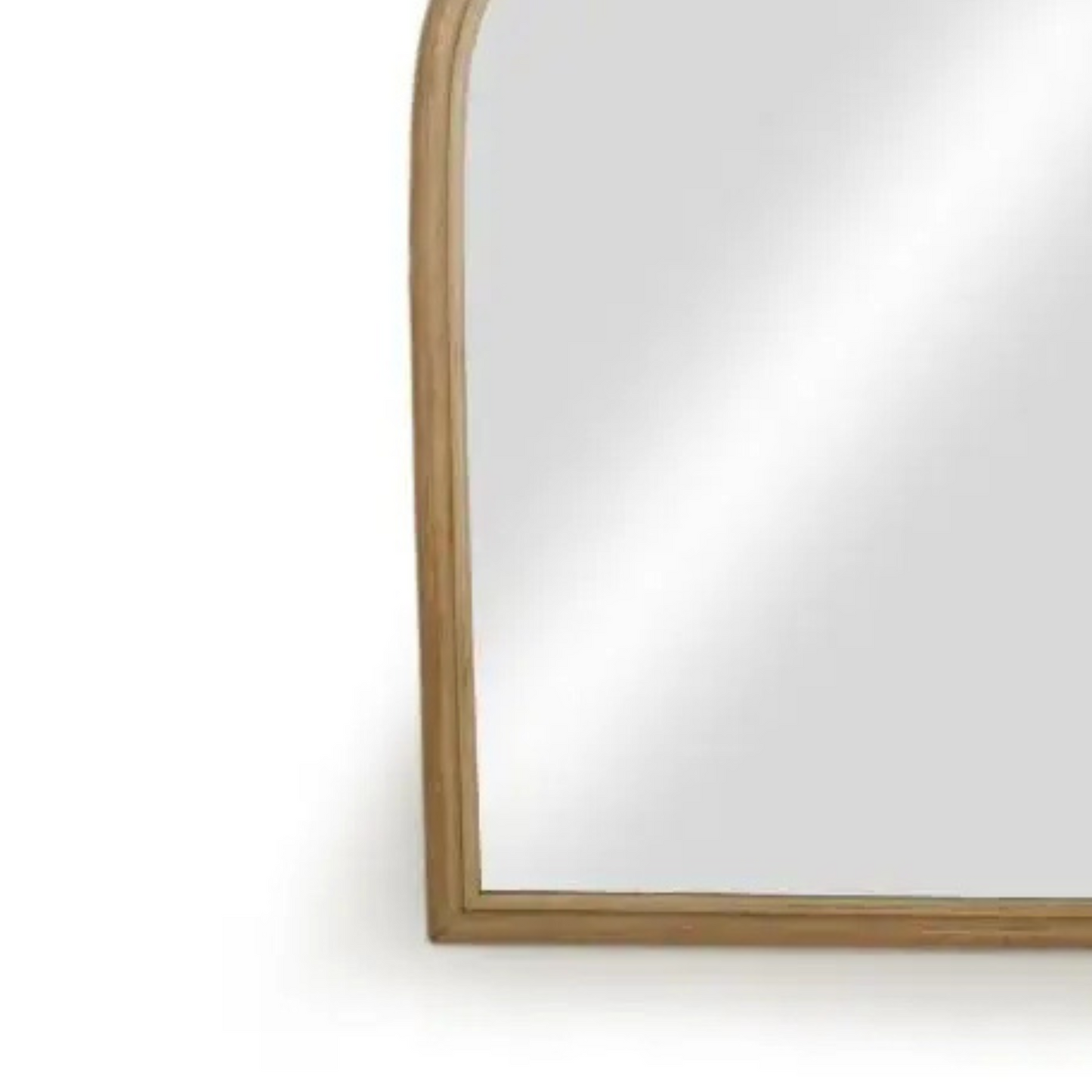 Arched Rattan Mirror with Natural Wood Frame