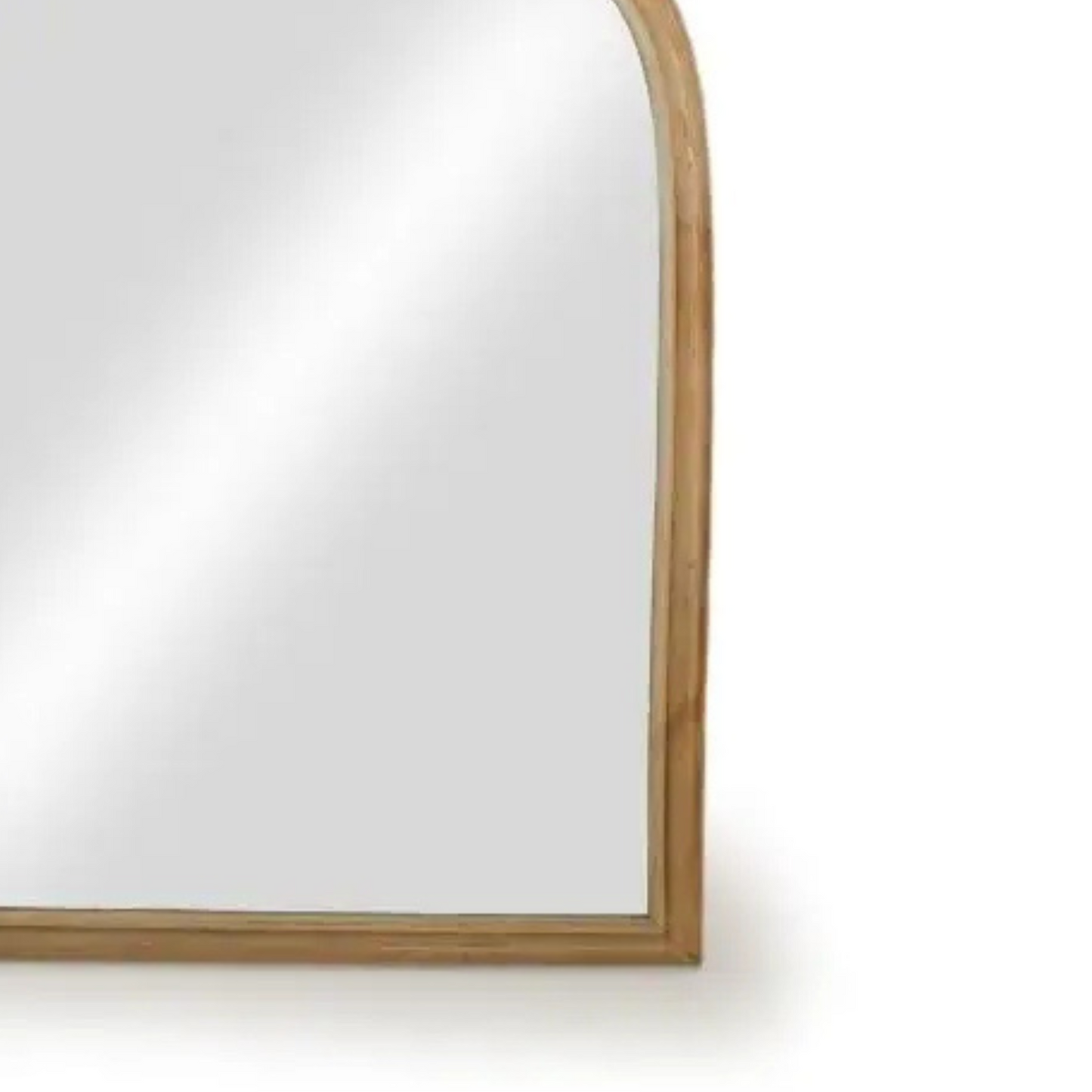 Arched Rattan Mirror with Natural Wood Frame