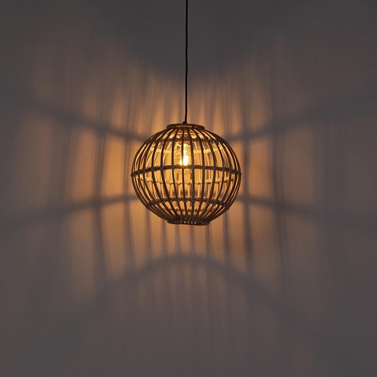 Handcrafted Natural Rattan Globe Pendant Light