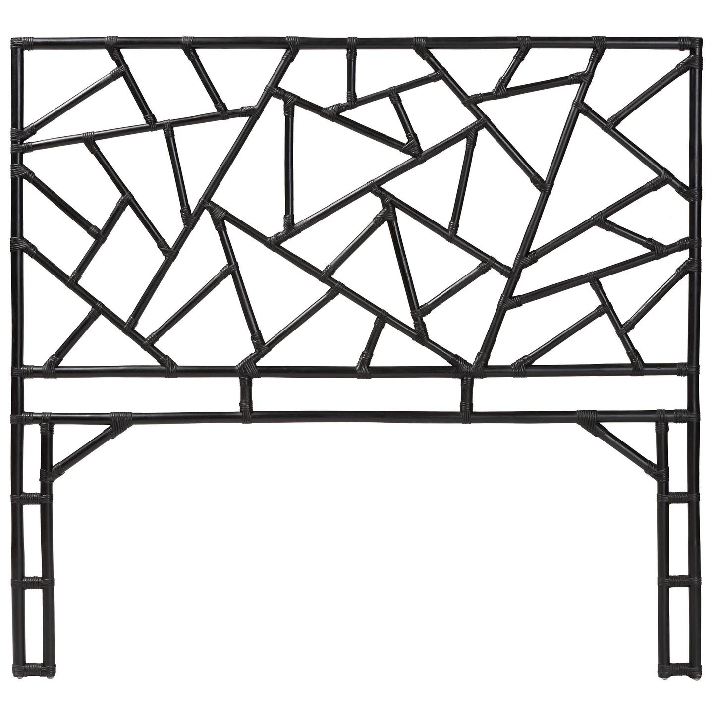 Black Geometric Rattan Headboard with Modern Design