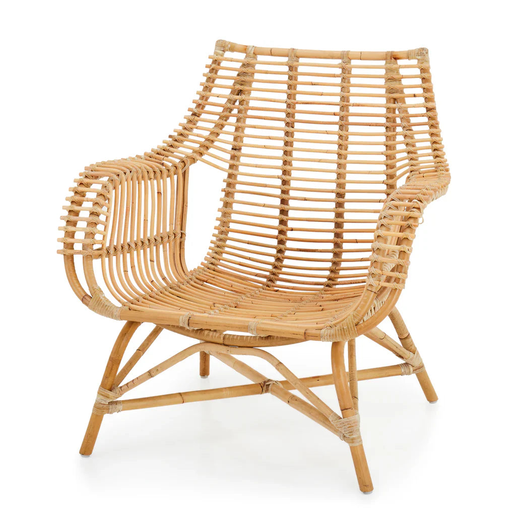 Contemporary Rattan Lounge Chair with Open-Weave Design