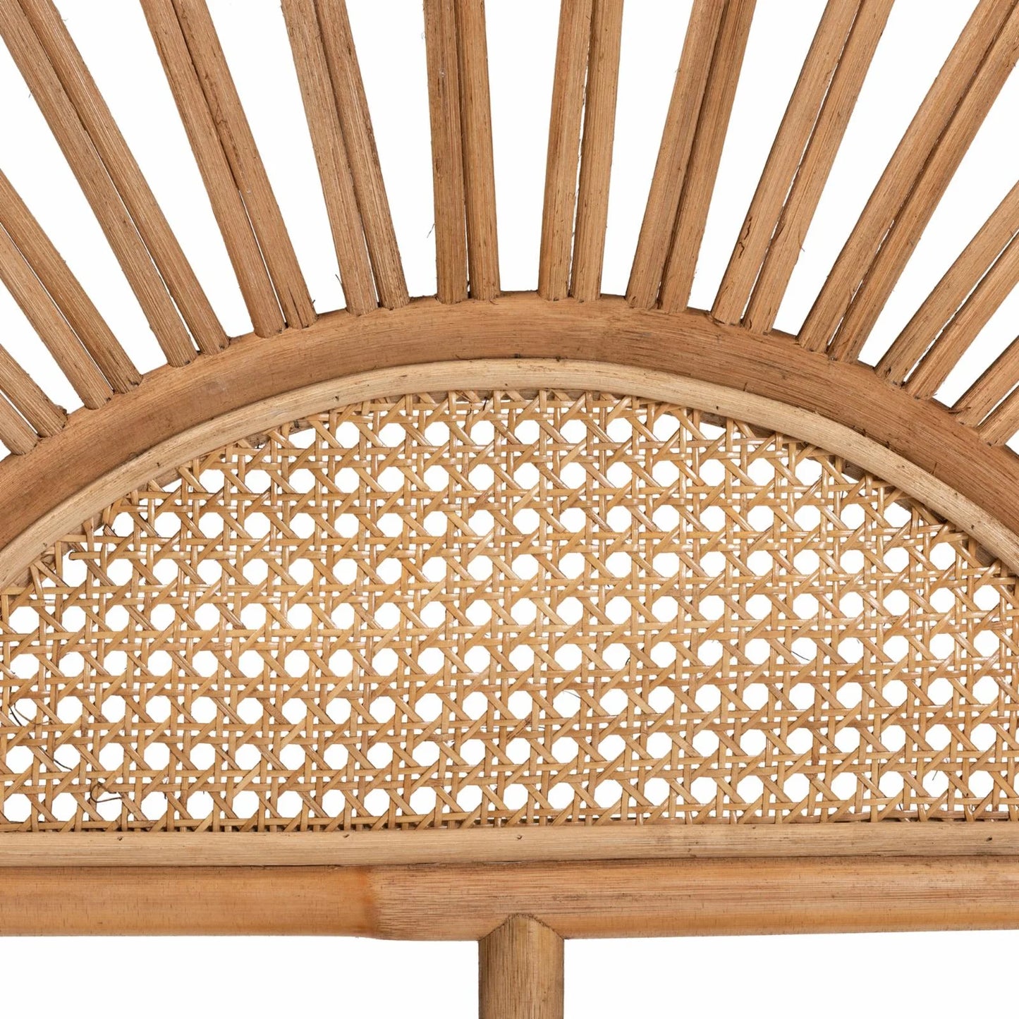 Bohemian Natural Rattan Headboard with Sunrise Design