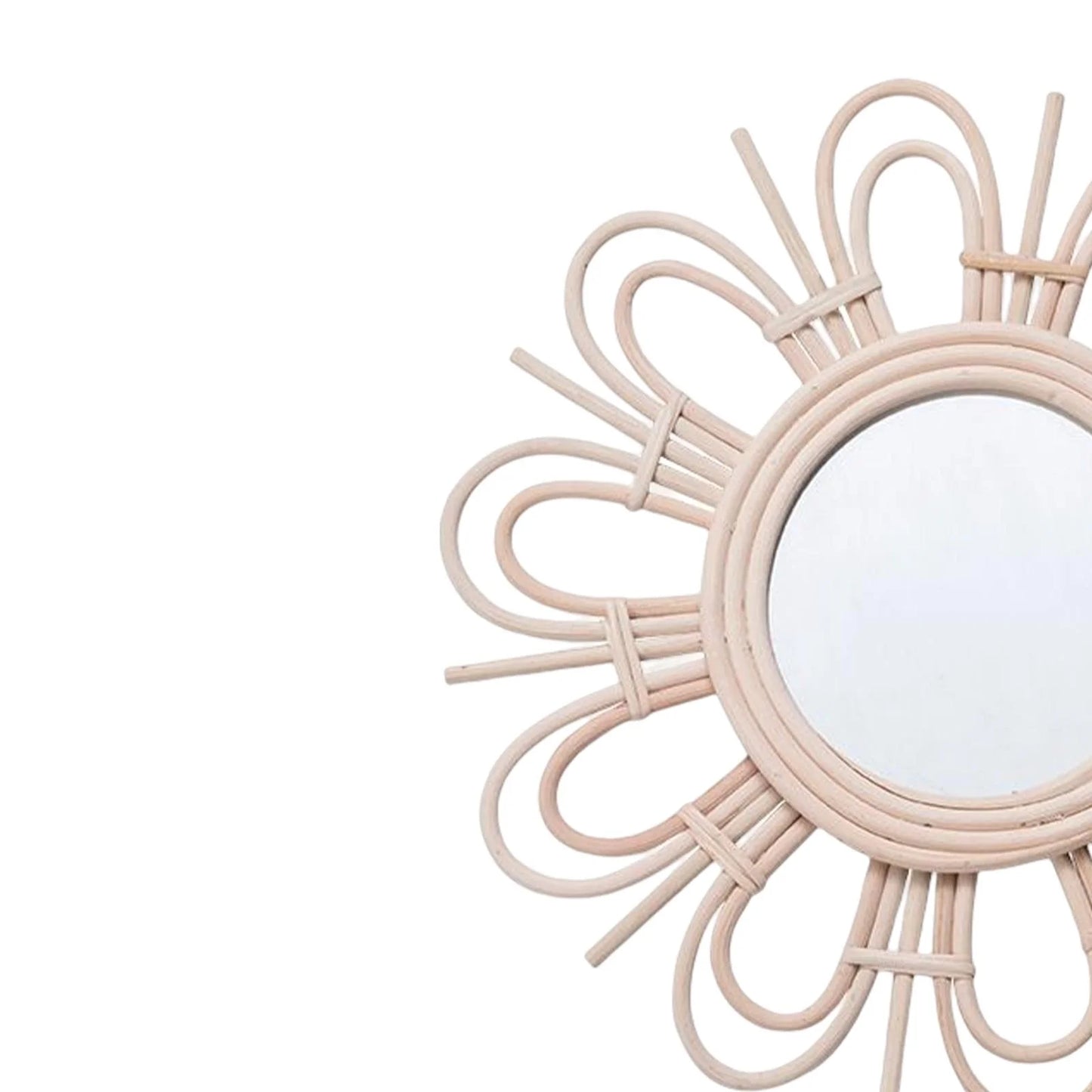 Boho Chic Rattan Flower Wall Mirror