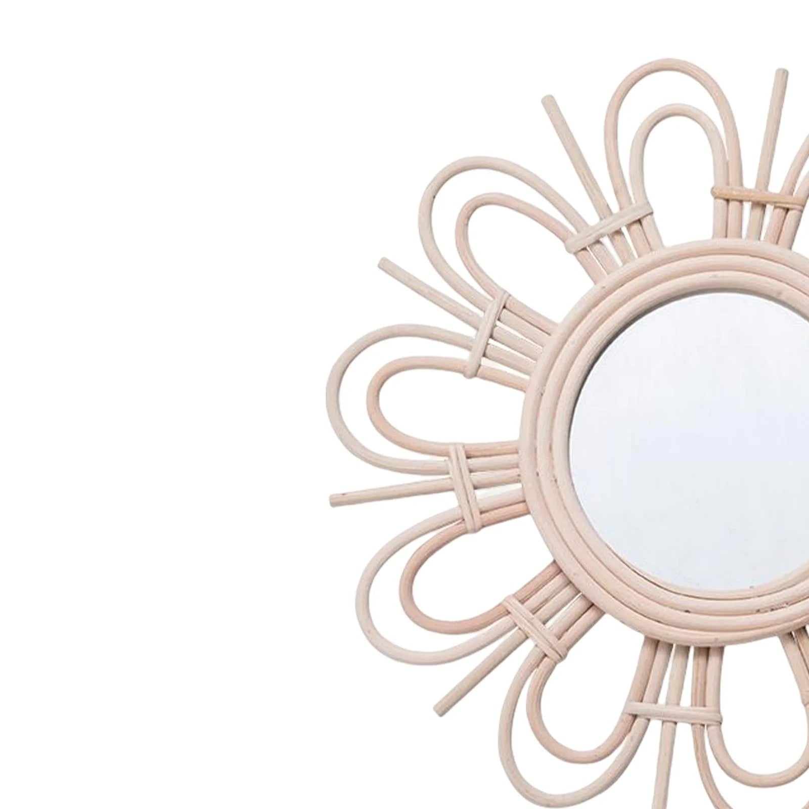 Boho Chic Rattan Flower Wall Mirror