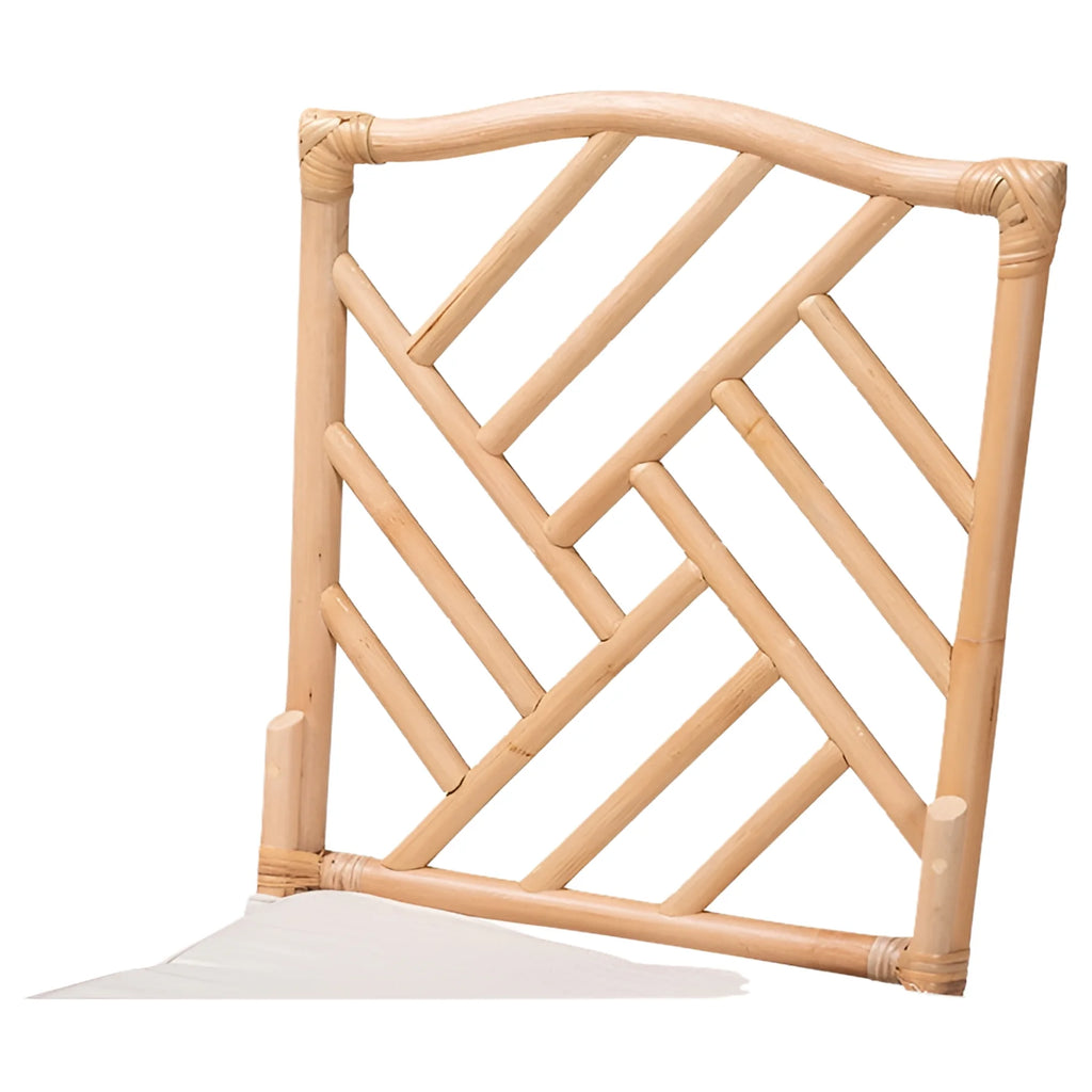 Geometric Rattan Dining Chair with Cushioned Seat