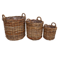 Heavy-Duty Kubu Rattan Baskets – Indoor/Outdoor Lined Organizers