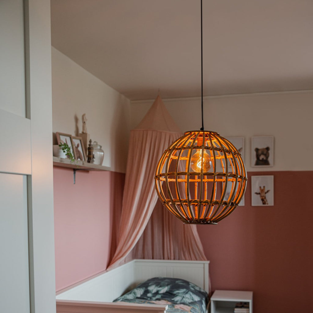 Handcrafted Natural Rattan Globe Pendant Light