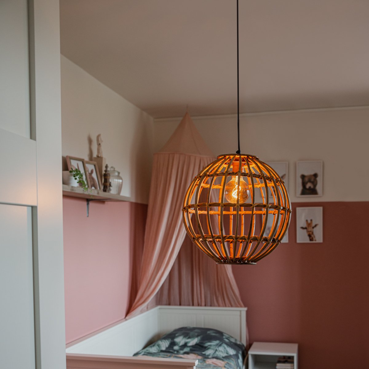 Handcrafted Natural Rattan Globe Pendant Light
