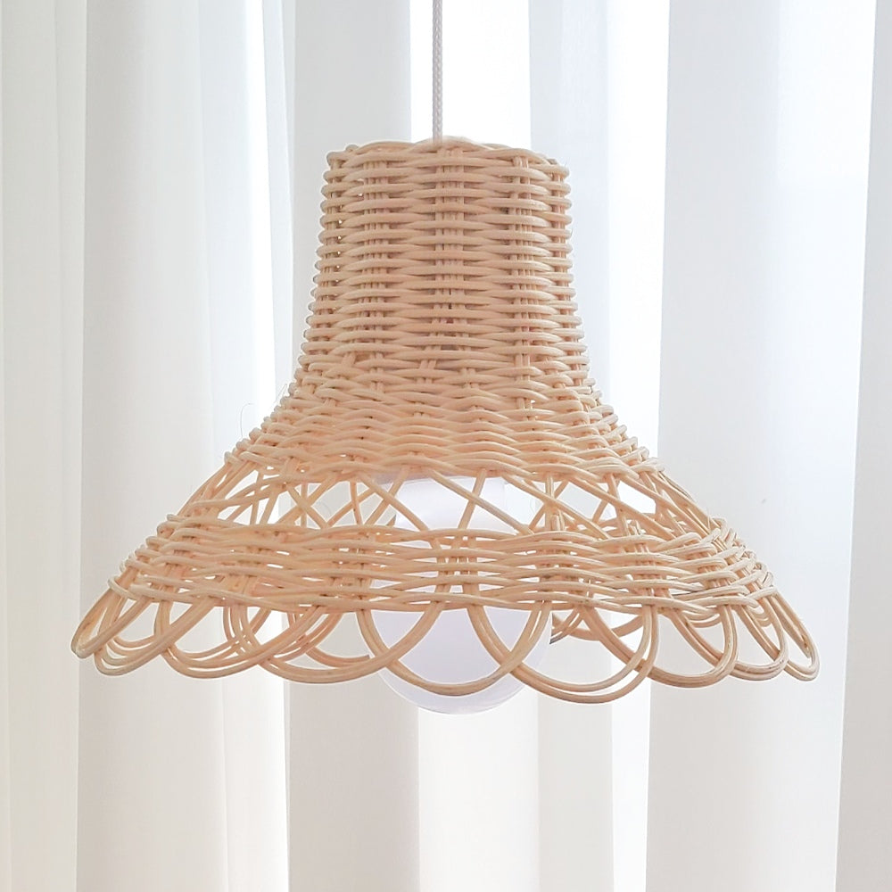 Handcrafted Flared Rattan Pendant Light – Artisan Bell Lampshade