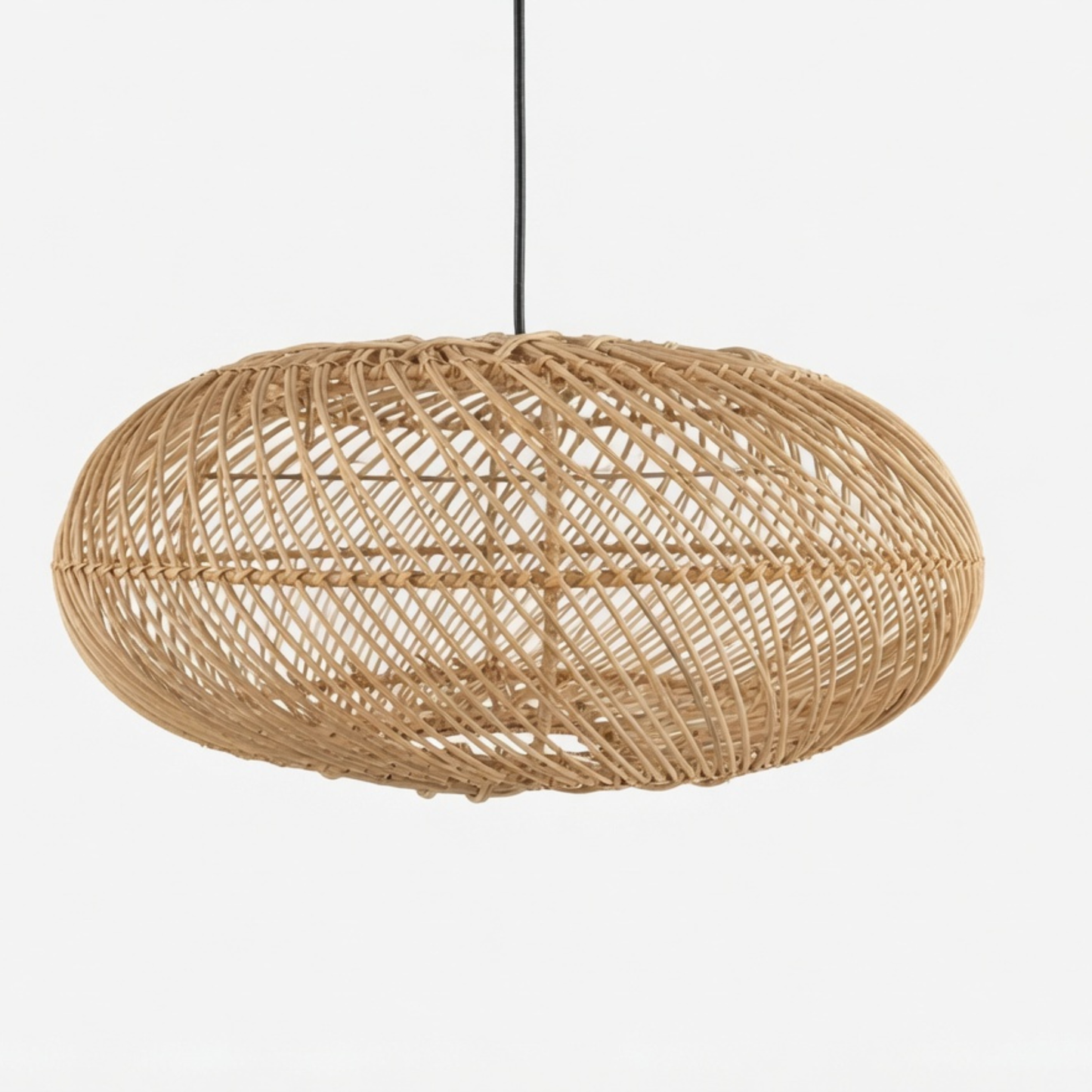 Aesthetic Oval Rattan Pendant Light Shade Modern Handwoven Natural Rattan Hanging Lamp Cover