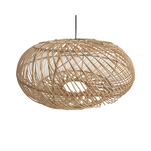 Aesthetic Oval Rattan Pendant Light Shade Modern Handwoven Natural Rattan Hanging Lamp Cover