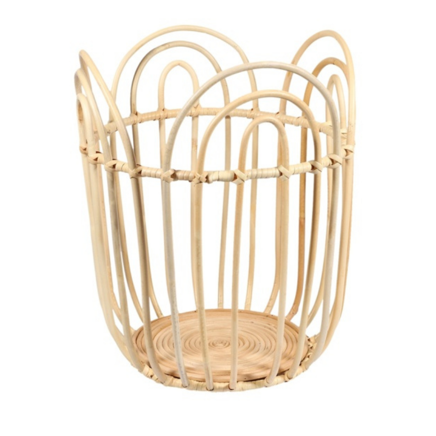 Scalloped Rattan Storage Basket – Petal Edge Woven Organizer