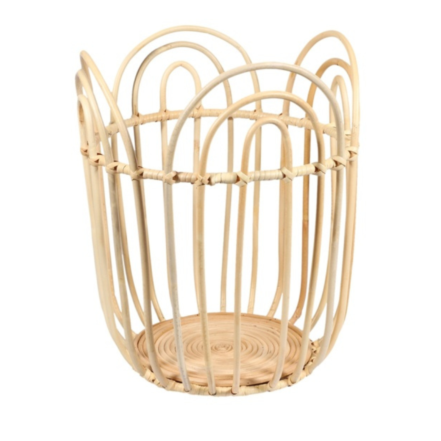 Scalloped Rattan Storage Basket – Petal Edge Woven Organizer