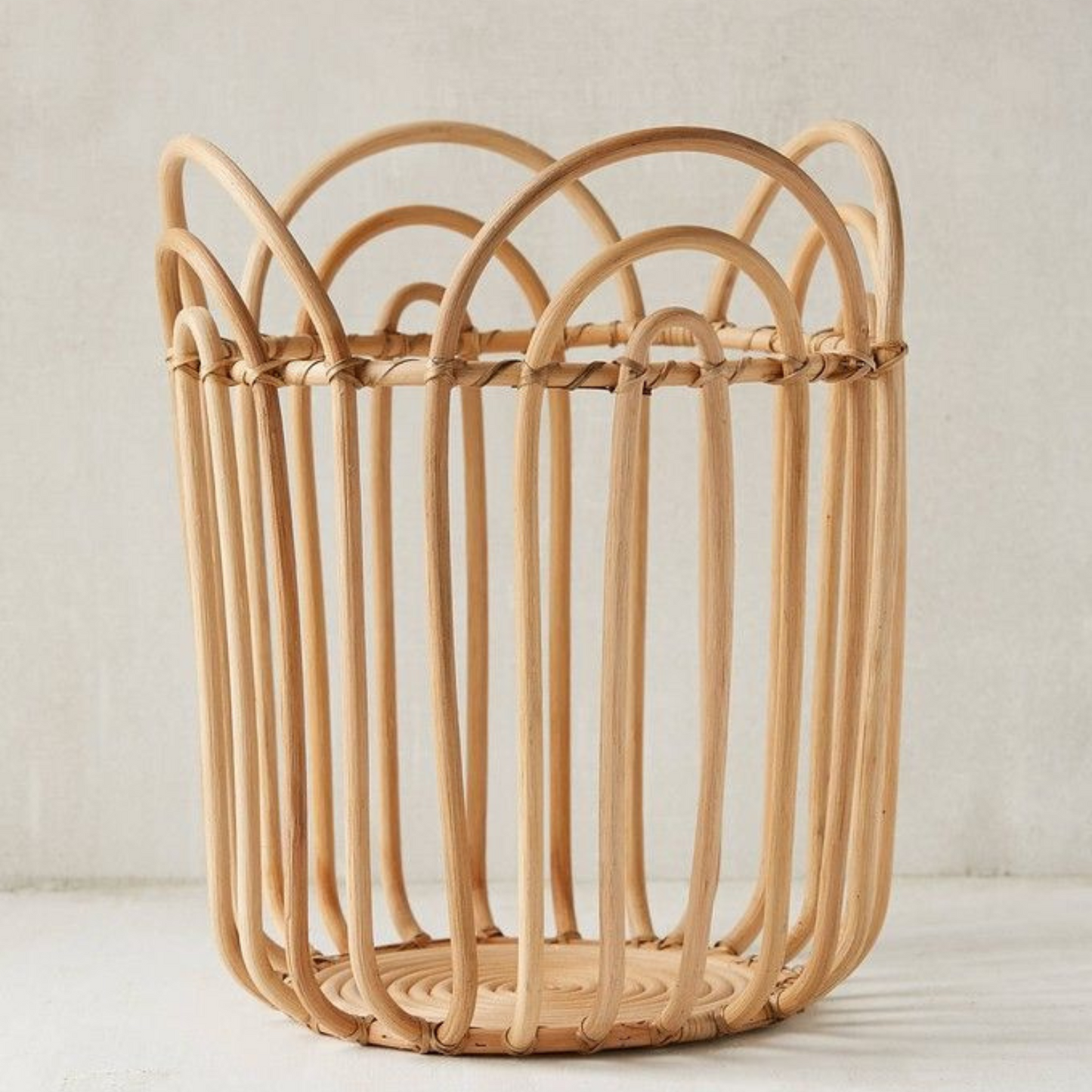 Scalloped Rattan Storage Basket – Petal Edge Woven Organizer