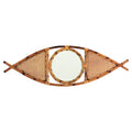 Fish-Shaped Rattan Mirror with Cane Weave Design – Unique Handcrafted Wall Décor