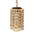 Rustic Tower Rattan Lampshade – Tribal Pattern Hanging Light