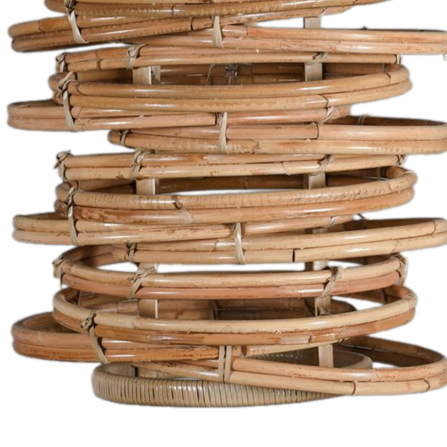 Handcrafted Layered Rattan Pendant Light.