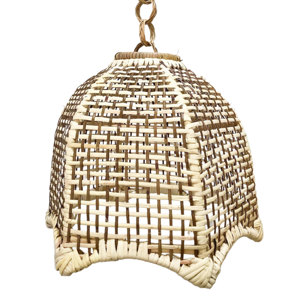 Artisan Handwoven Checkered Rattan Pendant Light