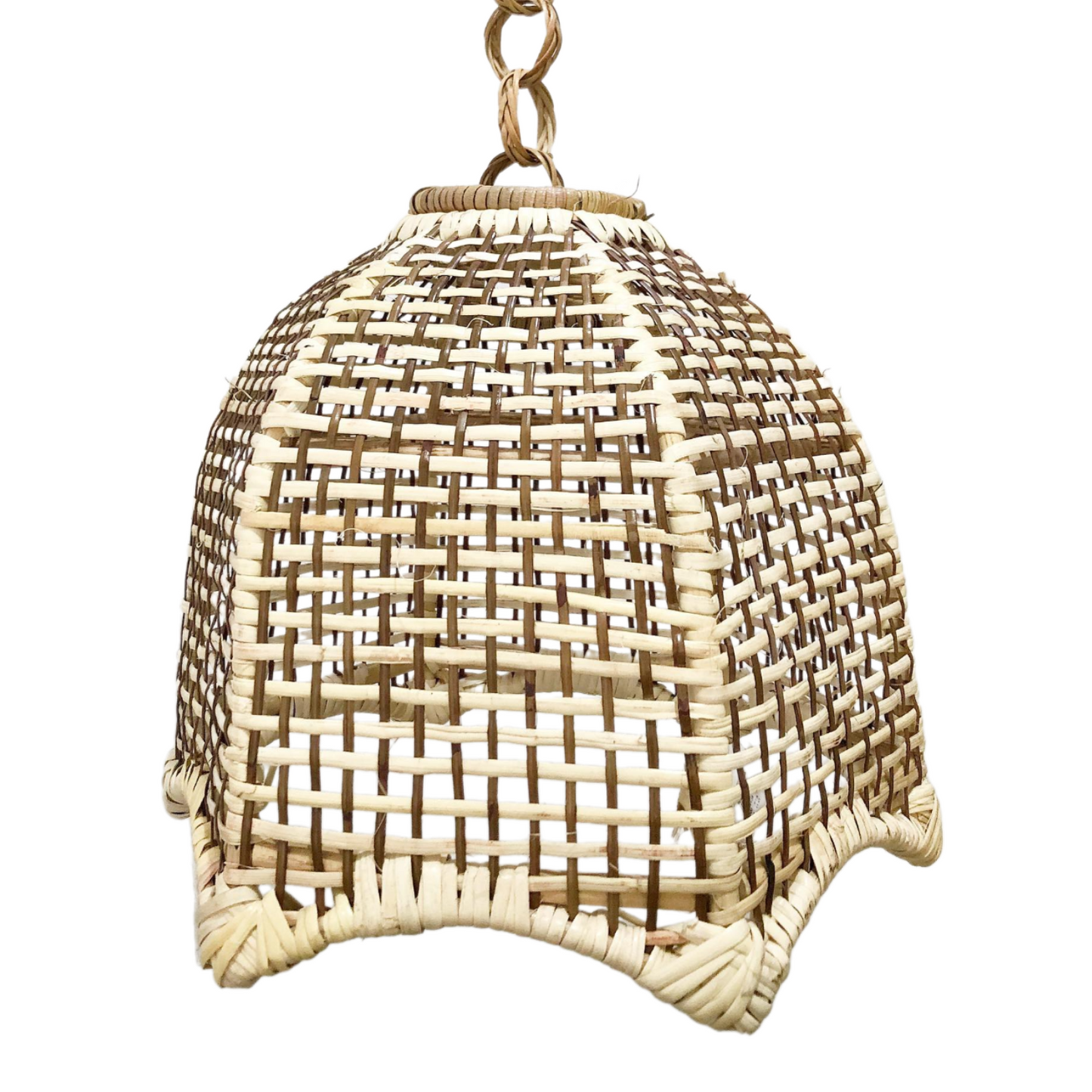 Artisan Handwoven Checkered Rattan Pendant Light