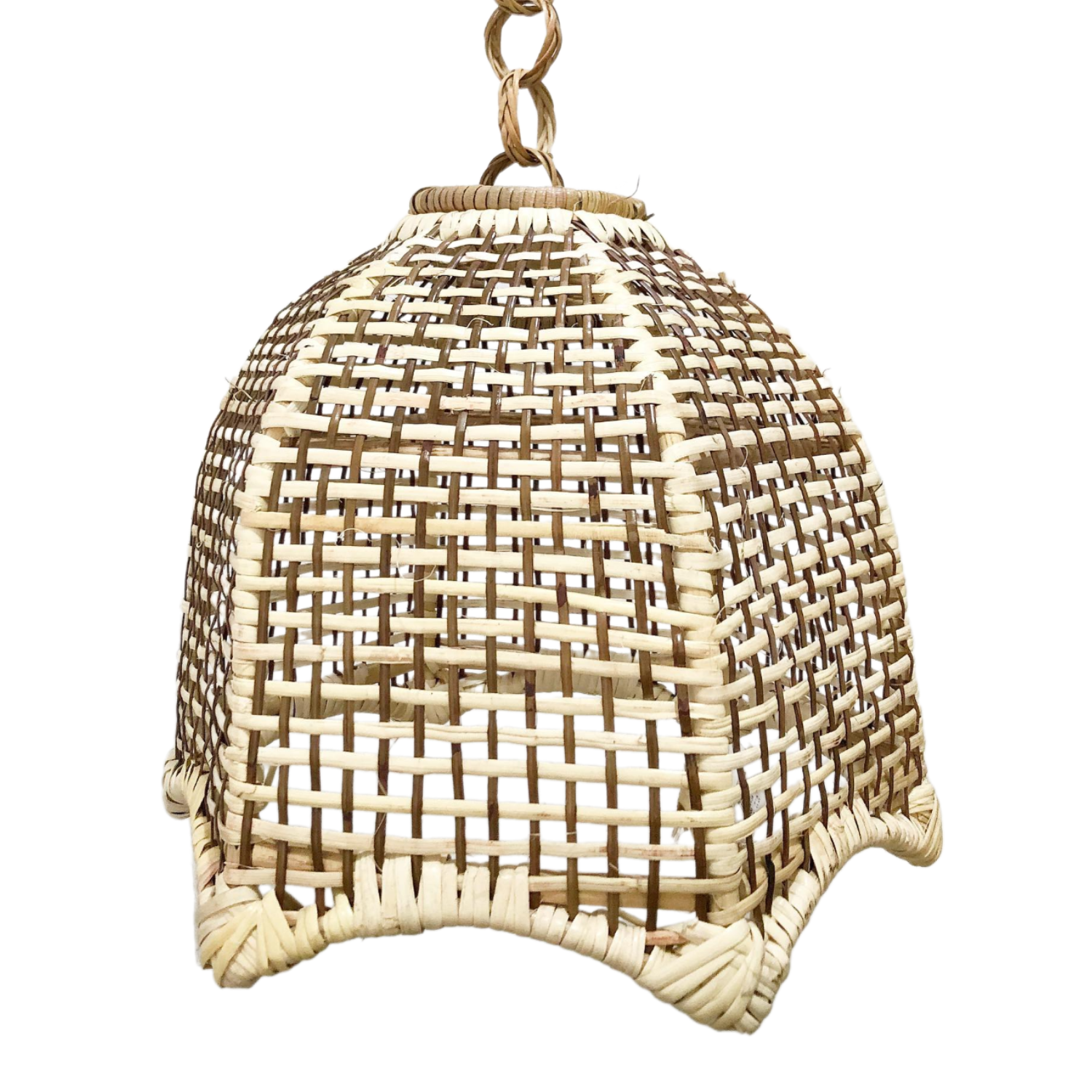 Artisan Handwoven Checkered Rattan Pendant Light