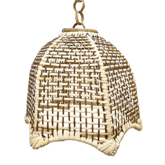 Artisan Handwoven Checkered Rattan Pendant Light