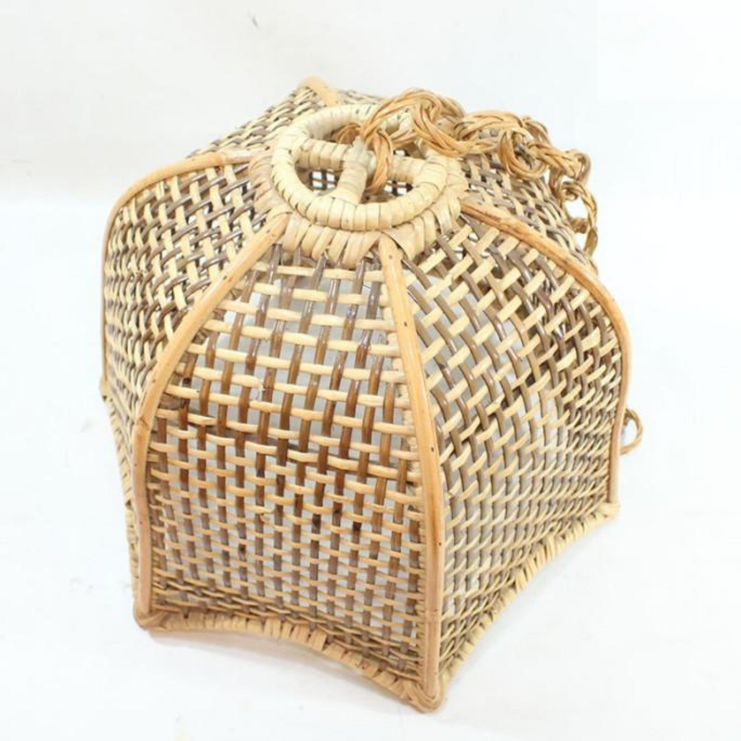 Artisan Handwoven Checkered Rattan Pendant Light