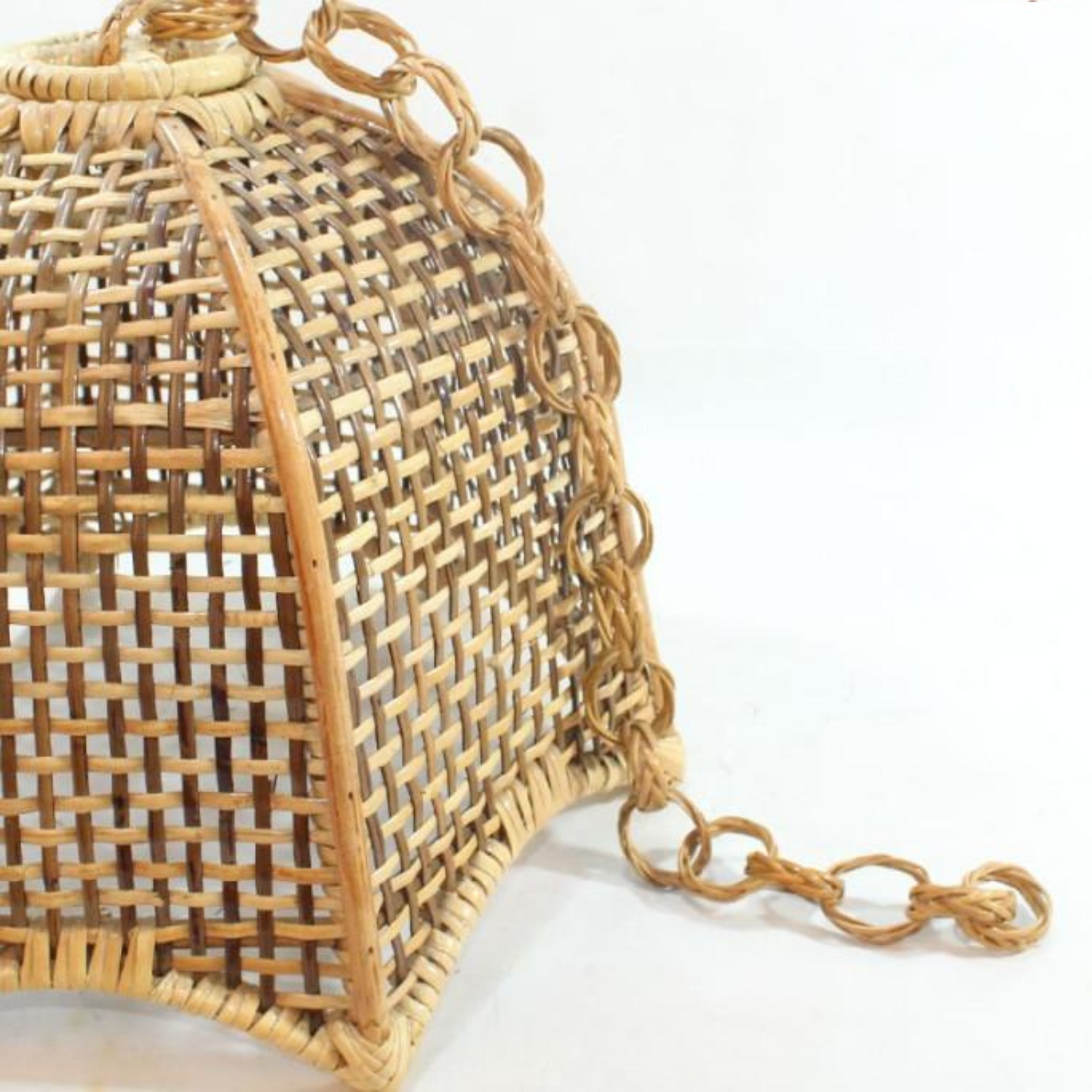 Artisan Handwoven Checkered Rattan Pendant Light