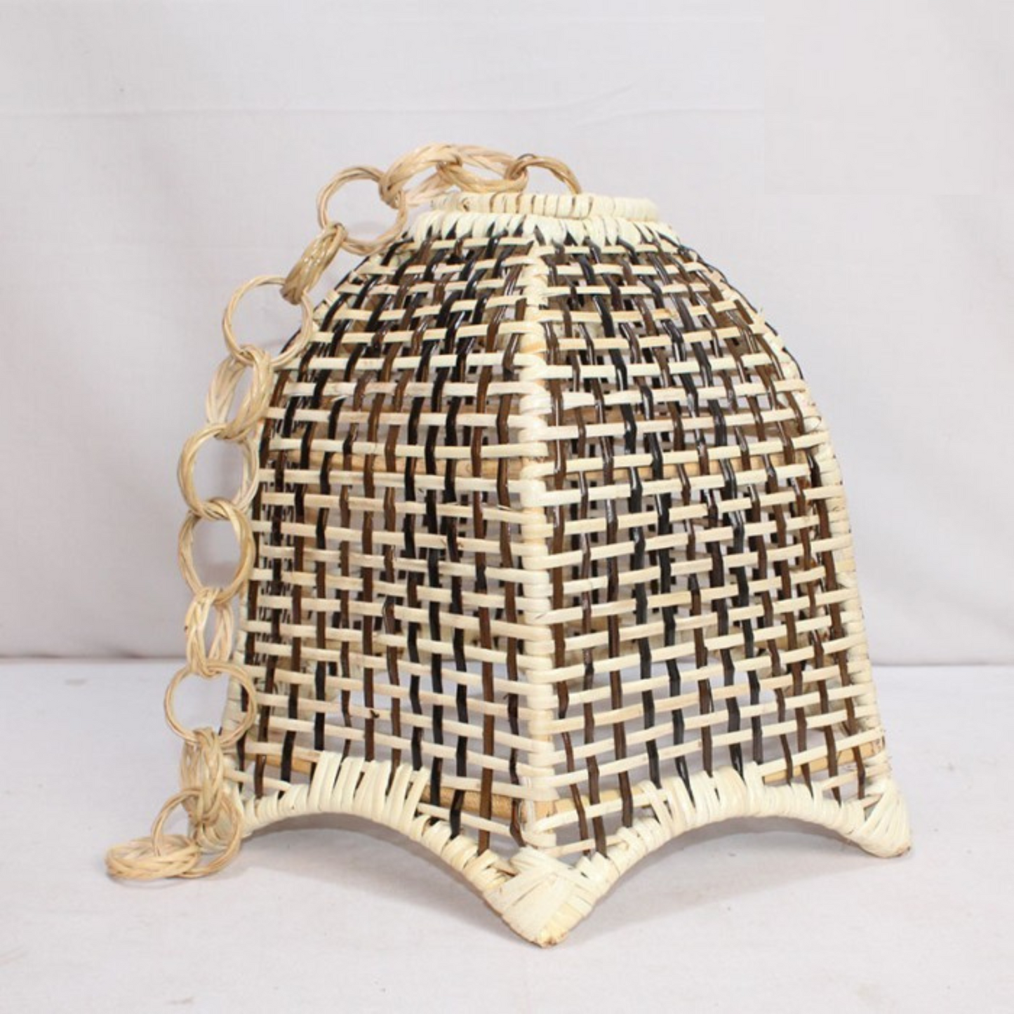 Artisan Handwoven Checkered Rattan Pendant Light