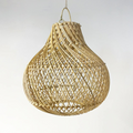 Artisan Open-Weave Rattan Pendant – Tropical Pear-Shaped Lampshade