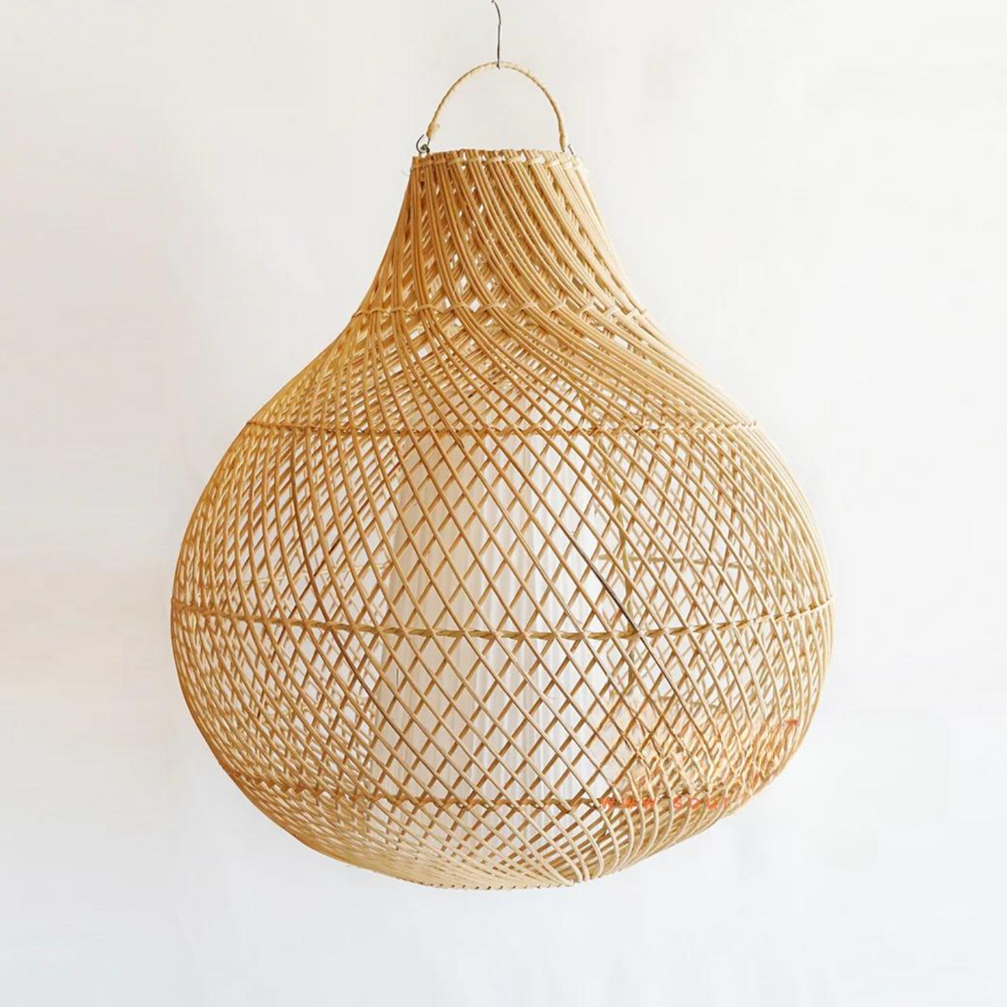 Artisan Open-Weave Rattan Pendant – Tropical Pear-Shaped Lampshade