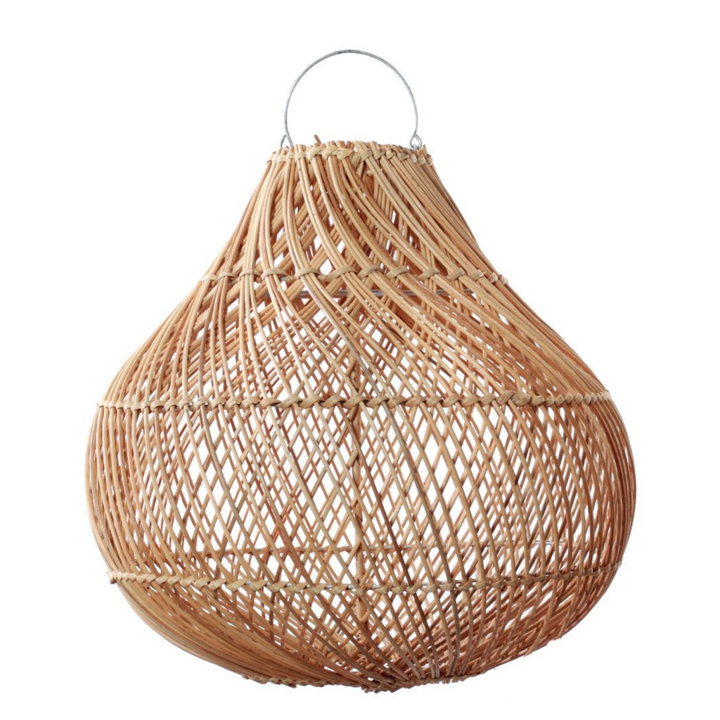 Artisan Open-Weave Rattan Pendant – Tropical Pear-Shaped Lampshade