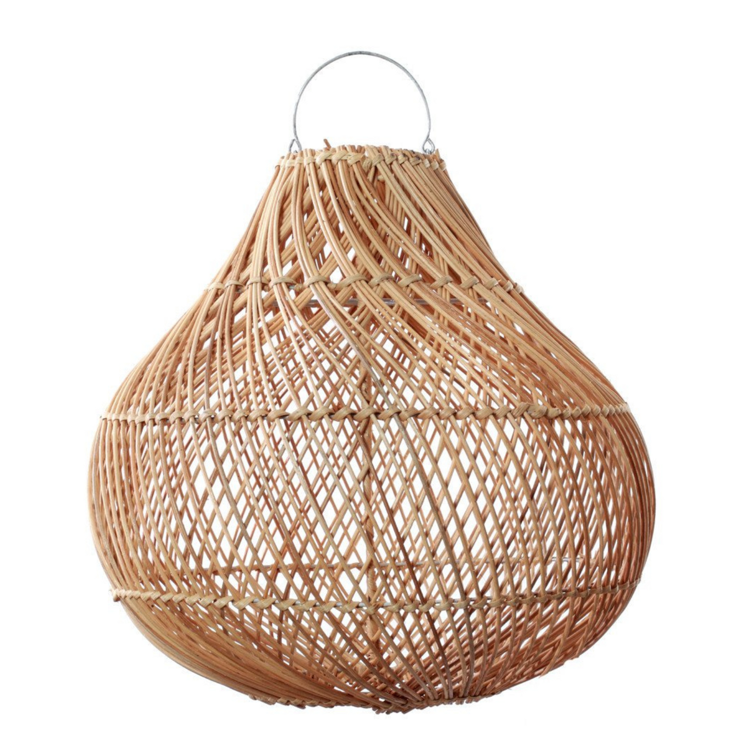 Artisan Open-Weave Rattan Pendant – Tropical Pear-Shaped Lampshade