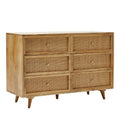 6-Drawer Rattan Chest with Solid Wood Frame
