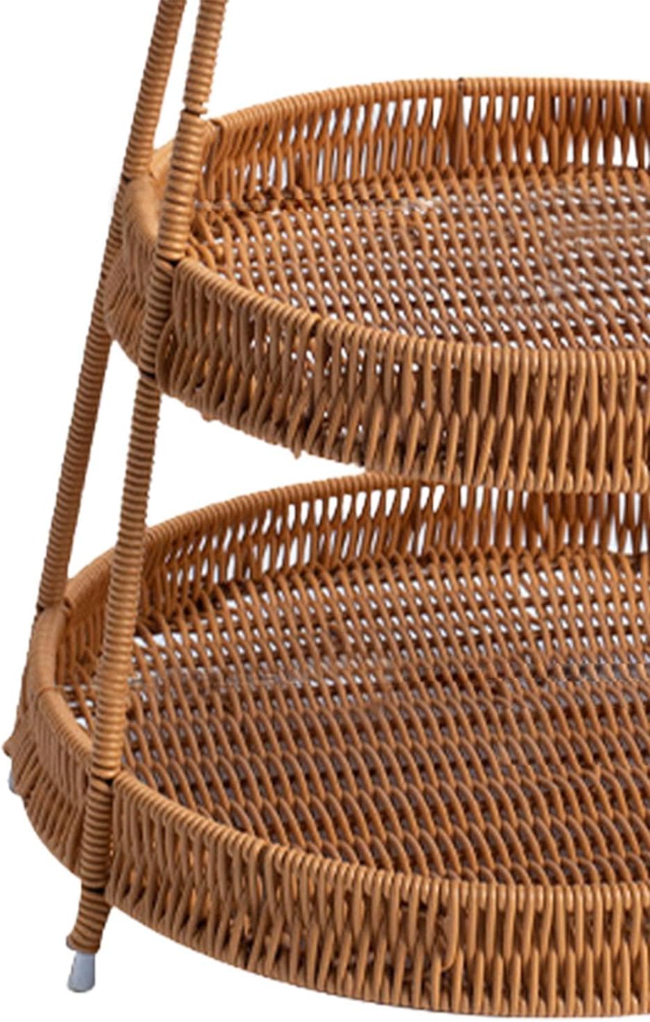 3-Tier Handwoven Rattan Storage Stand with Handle