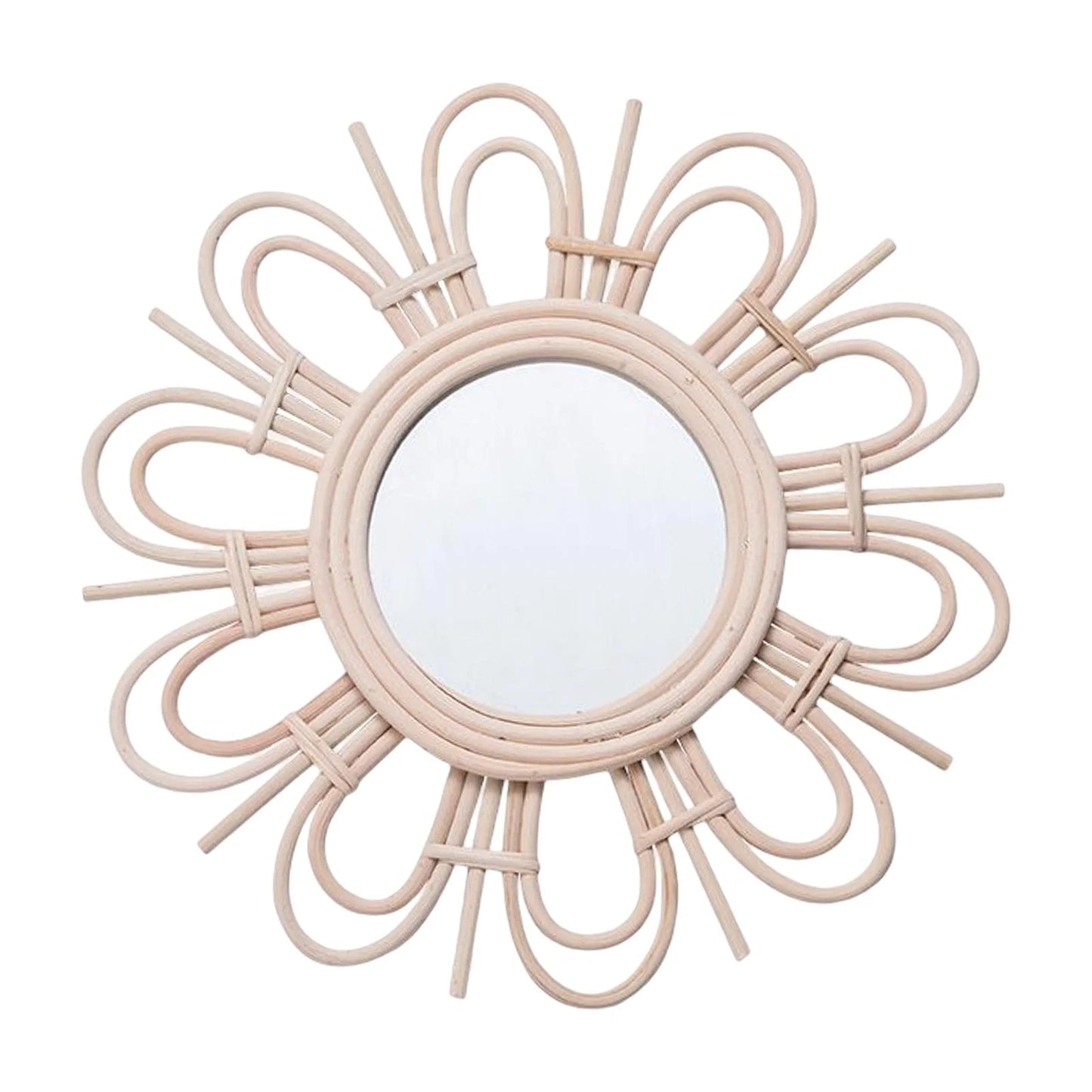 Boho Chic Rattan Flower Wall Mirror