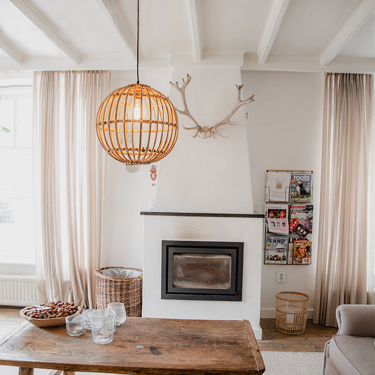 Handcrafted Natural Rattan Globe Pendant Light
