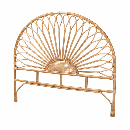 Bohemian Natural Rattan Headboard with Sunrise Design