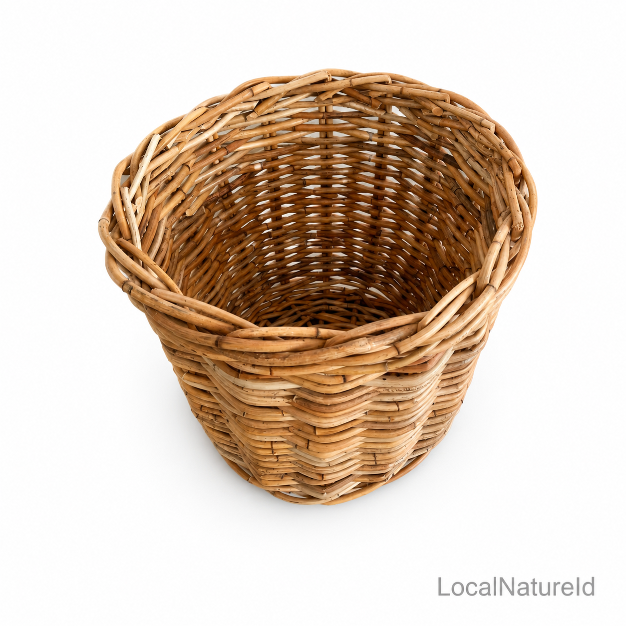 Natural Woven Rattan Storage Basket / Rustic Round Wicker Laundry Hamper and Bohemian Planter Pot Cover Organiser