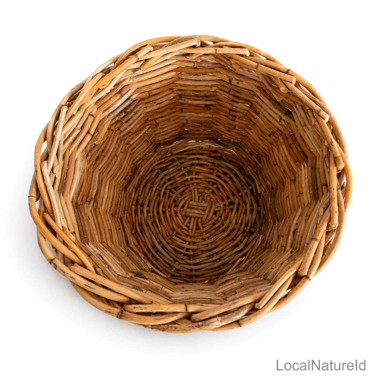 Natural Woven Rattan Storage Basket / Rustic Round Wicker Laundry Hamper and Bohemian Planter Pot Cover Organiser