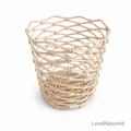 Open-Weave Natural Rattan Basket / Luxury Lattice Wicker Waste Paper Bin and Bohemian Decorative Planter Pot Cover Organiser
