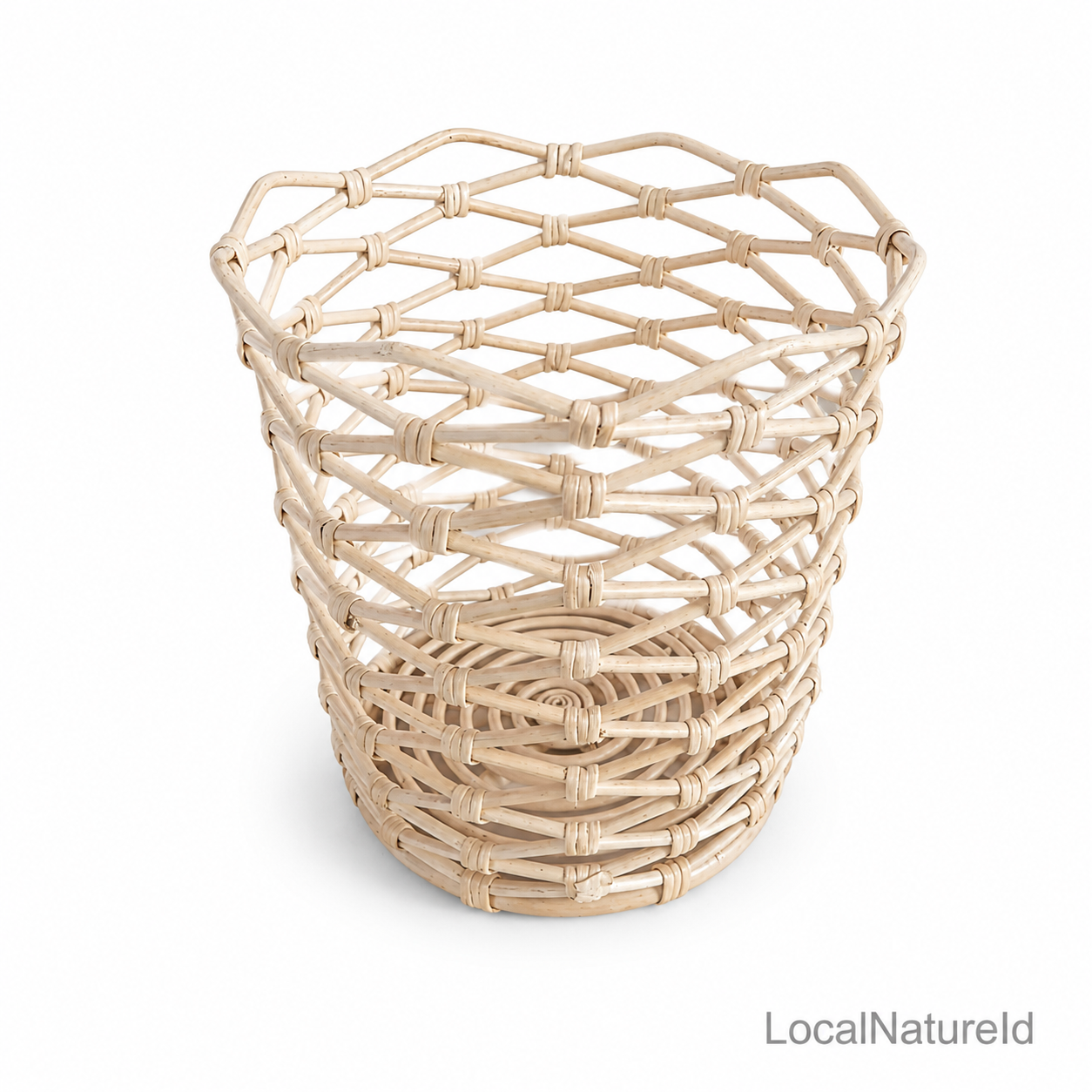 Open-Weave Natural Rattan Basket / Luxury Lattice Wicker Waste Paper Bin and Bohemian Decorative Planter Pot Cover Organiser