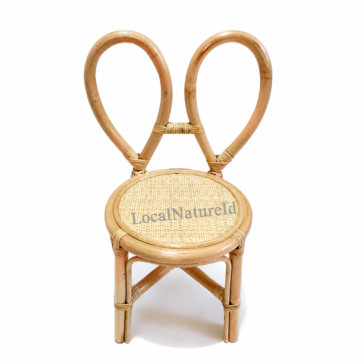 Handcrafted Kids Rattan Bunny Ear Chair / Whimsical Toddler Woven Playroom Vanity Seating