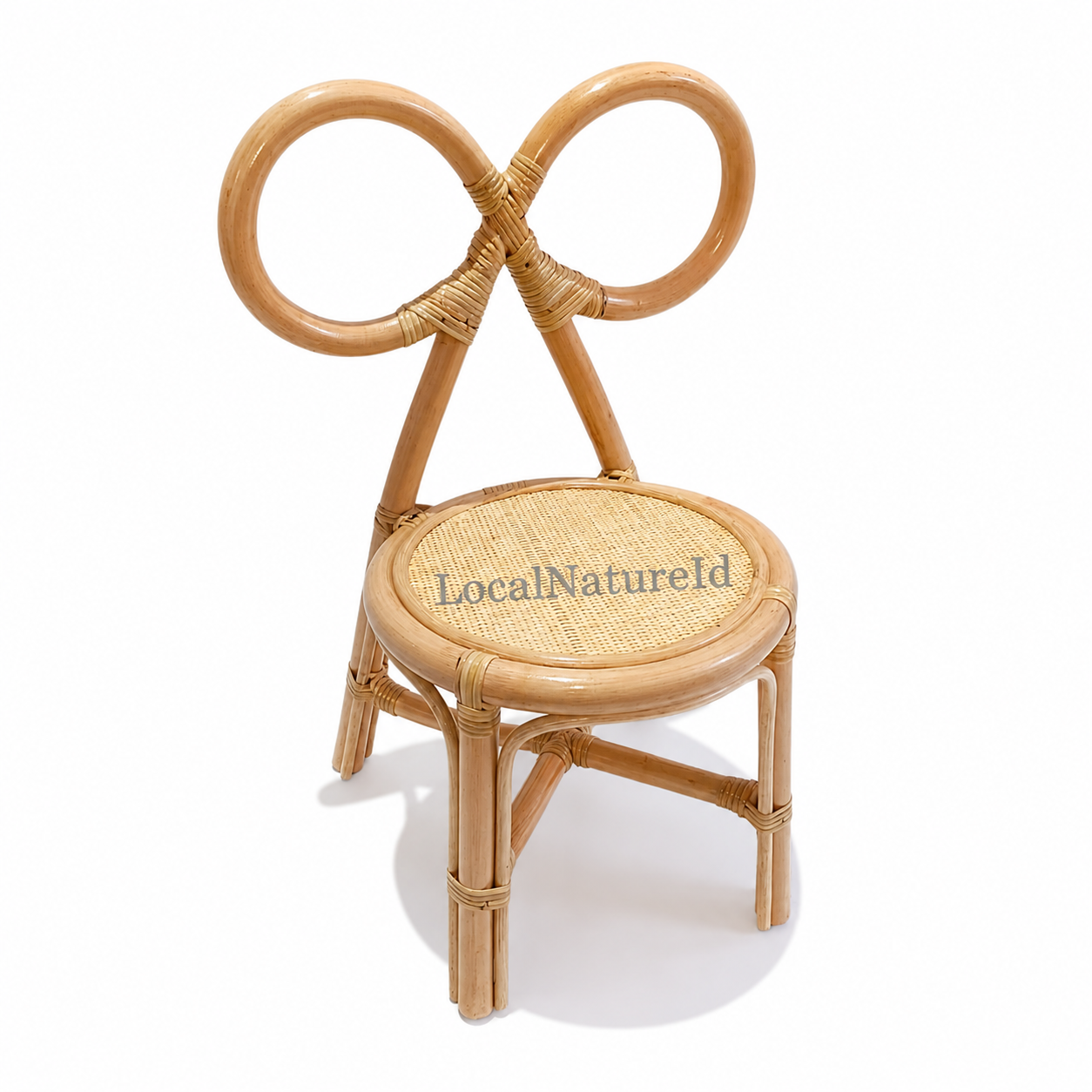 Handcrafted Kids Rattan Ribbon Bow Chair / Whimsical Toddler Woven Playroom Accent Seating