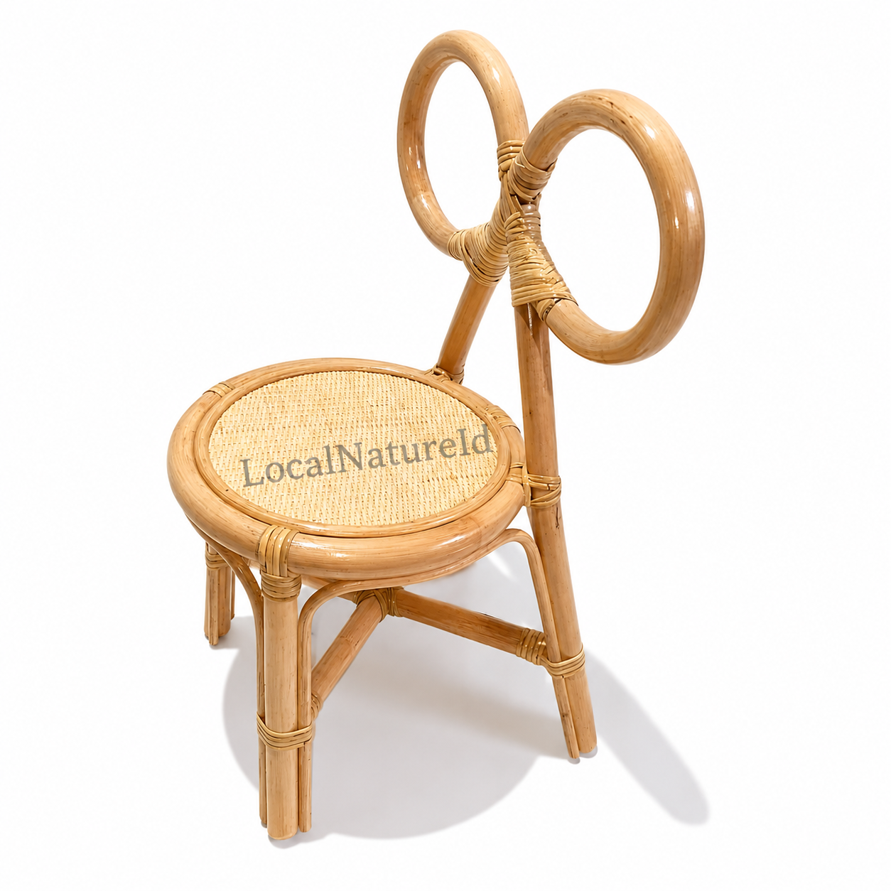 Handcrafted Kids Rattan Ribbon Bow Chair / Whimsical Toddler Woven Playroom Accent Seating