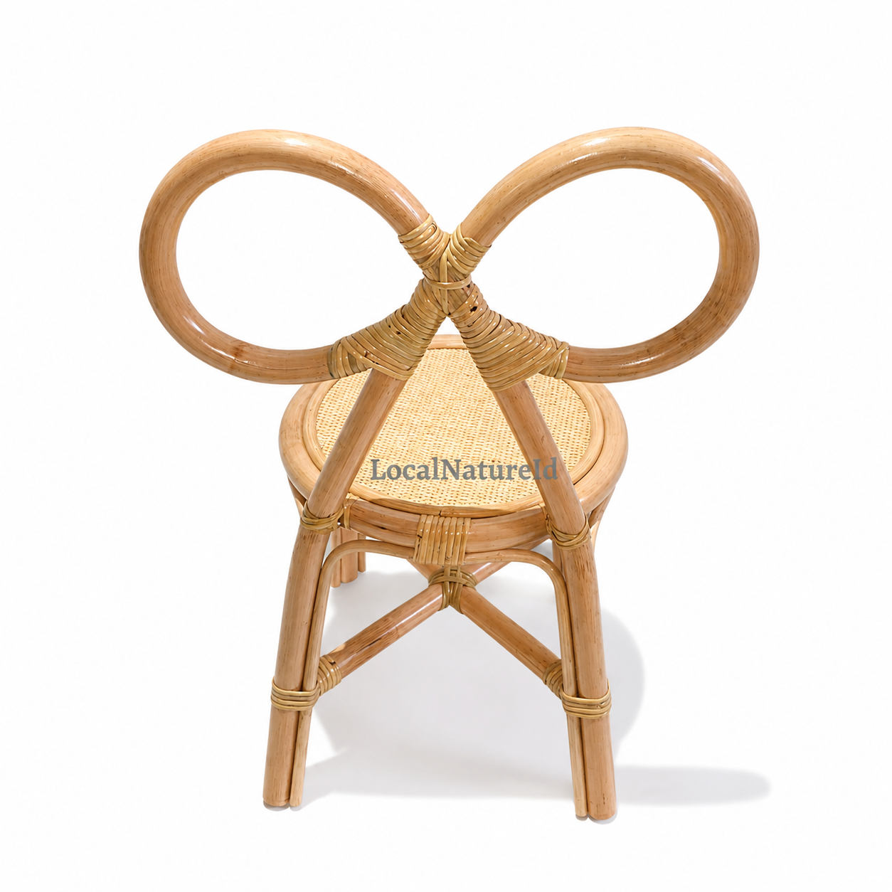 Handcrafted Kids Rattan Ribbon Bow Chair / Whimsical Toddler Woven Playroom Accent Seating