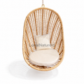Handcrafted Hanging Rattan Egg Chair with Cushions / Indoor & Covered Outdoor Boho Swing Lounge Chair for Living Room & Patio