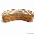 Handcrafted Curved Rattan Daybed Sofa Frame / Sculptural Banana-Shaped Woven Lounge Settee Base for Custom Upholstery
