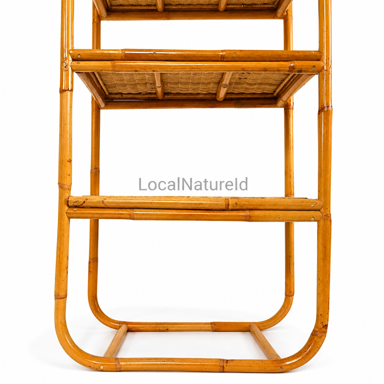 Arched Rattan Bookshelf / Luxury 4-Tier Woven Cane Display Rack and Bohemian Home Storage Shelf Unit